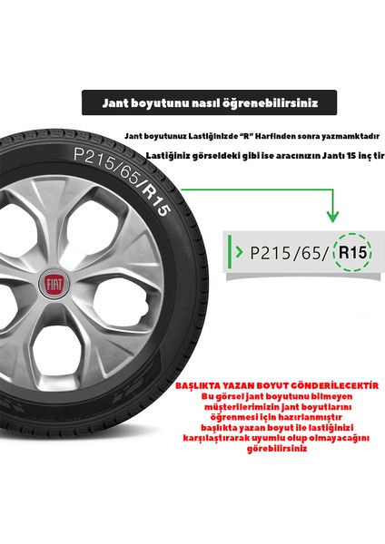 Fiat 126 Bis 14 Inç Jant Kapağı Amblemli Gri 4'lü Takım 112