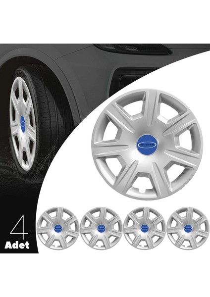 Ford Fiesta 15 Inç Jant Kapağı Amblemli Gri 4 Adet 1 Takım 142