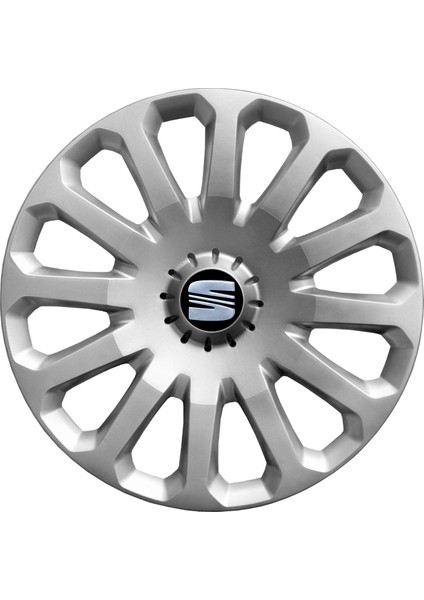 Seat Leon 15 Inç Uyumlu Jant Kapağı Amblemli Gri 4'lü Takım 121
