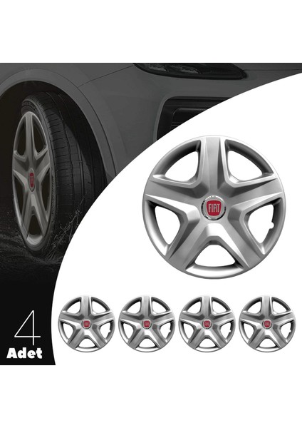 Fiat Albea 14 Inç Jant Kapağı Amblemli Gri 4 Adet 1 Takım 118