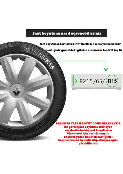 Renault Clio Iı 14 Inç Jant Kapağı Amblemli Gri 4 Adet 1 Takım 116