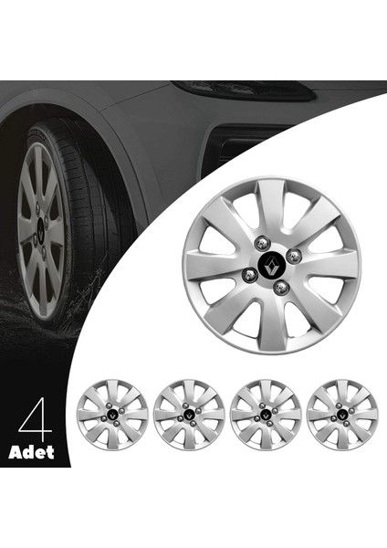 Renault Clio 4 15 Inç Jant Kapağı Amblemli Gri 4 Adet 1 Takım 127