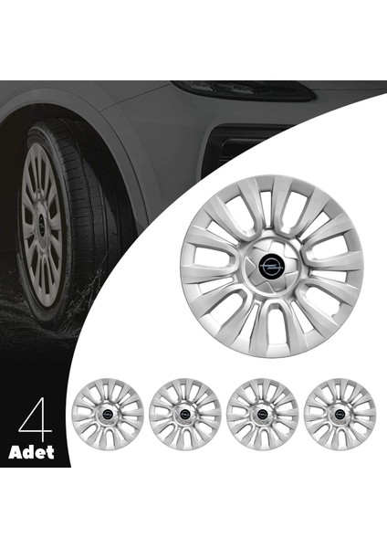 Opel Astra J 15 Inç Jant Kapağı Amblemli Gri 4'lü Takım 109