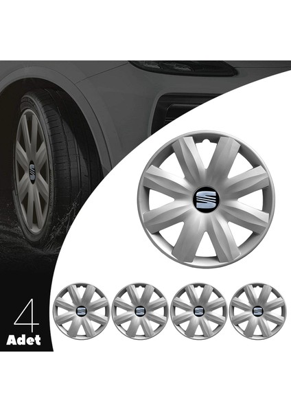 Seat Ibiza 14 Inç Jant Kapağı Amblemli Gri 4'lü Takım 116 modelleri