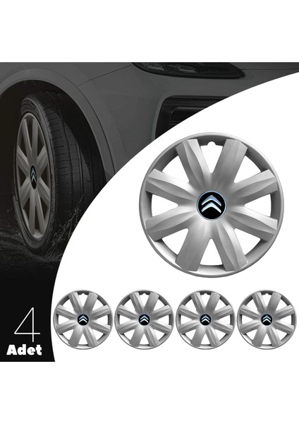 Citroen C2 14 Inç Jant Kapağı Amblemli Gri 4 Adet 1 Takım 116