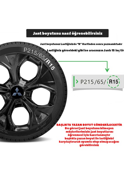 Mitsubishi Lancer 13 Inç Jant Kapağı Amblemli Piano Black 4'lü Takım 210