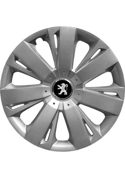 Peugeot 207 15 Inç Jant Kapağı Amblemli Gri 4 Adet 1 Takım 114