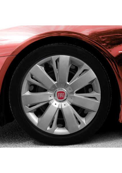 Fiat Linea 15 Inç Jant Kapağı Amblemli Gri 4'lü Takım 114