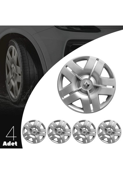 Renault Broadway 13 Inç Jant Kapağı Amblemli Gri 4 Adet 1 Takım 102