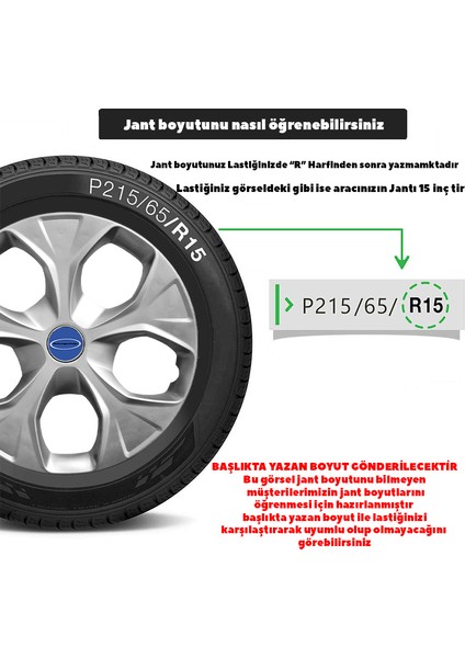 Ford Custom 15 Inç Jant Kapağı Amblemli Gri 4 Adet 1 Takım 113