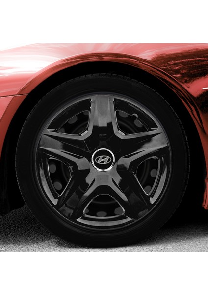 Hyundai Accent Era 14 Inç Jant Kapağı Amblemli Piano Black 4'lü Takım 201