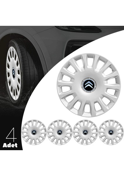 Citroen Ami 14 Inç Jant Kapağı Amblemli Gri 4 Adet 1 Takım 144