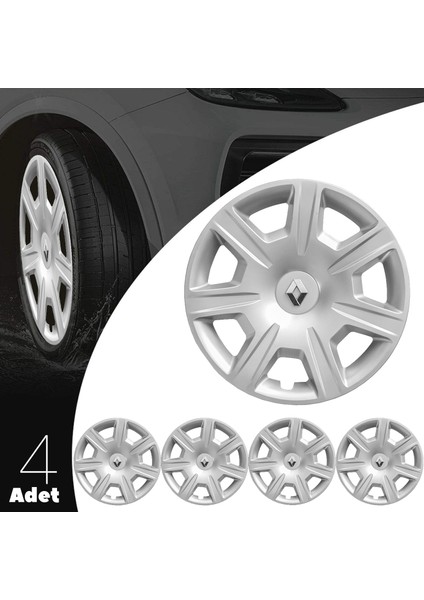 Renault Megane 4 15 Inç Jant Kapağı Amblemli Gri 4 Adet 1 Takım 142