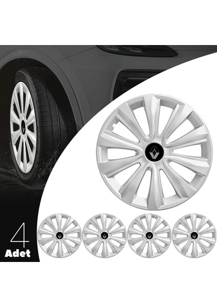 Renault Fluence 16 Inç Jant Kapağı Amblemli Gri 4 Adet 1 Takım 143