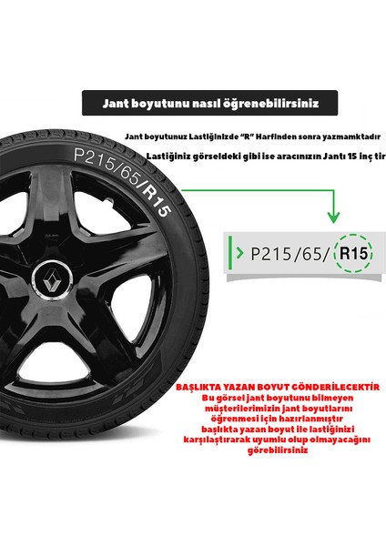 Renault Clio Iv 15 Inç Jant Kapağı Amblemli Piano Black 4 Adet 1 Takım 202