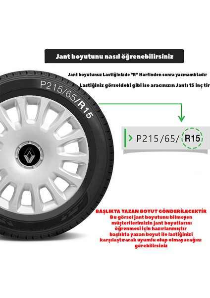 Renault Megane 1 14 Inç Jant Kapağı Amblemli Gri 4 Adet 1 Takım 144