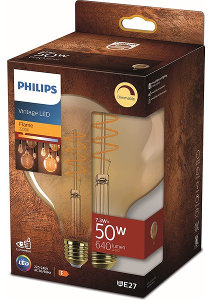 Ledcla 50W G120 E27 2200K Sarı Işık Gold Dim Edilebilir Filament LED Ampul