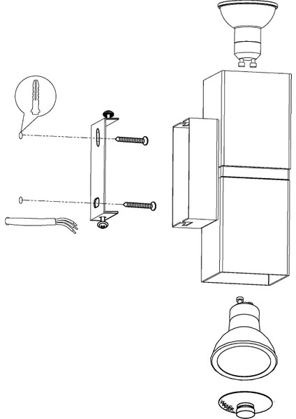 Passa Tavan Duvar Armatürü 2X3W GU10-LED EN:5,5CM-YÜKSEKLIK:17CM-MONTAJ Çıkıntısı:8,5cm- Ampul Dahil modelleri