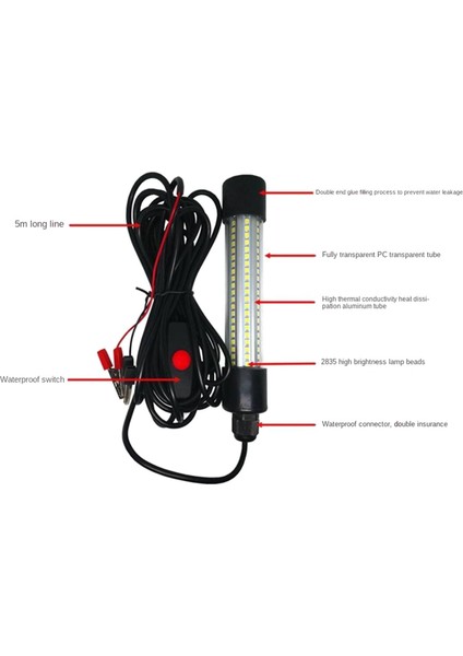 LED 12V Sualtı Balıkçılık Işık Tekne Balıkçılık Dalgıç Dalgıç Crappie Kalamar Lambası Beyaz (Yurt Dışından)