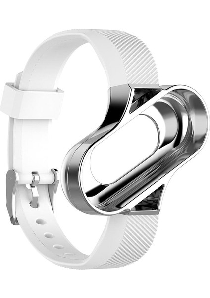 3 Bilezik + Metal Için Yedek Yumuşak Silikon Bilek Aksesuarları -, 259.5X21.1MM Beyaz (Yurt Dışından)