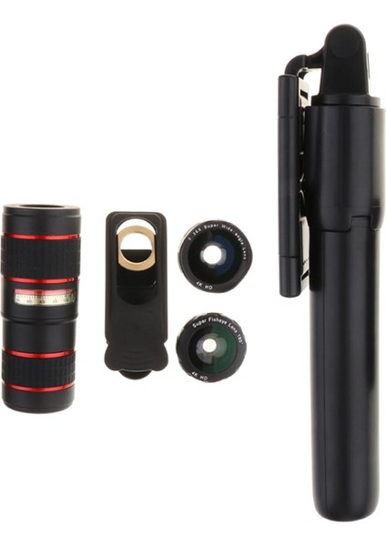 12X Telefon Teleskop 6 Takım Elbise Lens Kiti Siyah (Yurt Dışından)