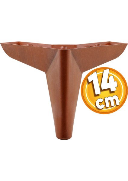 Napoli Lüks Mobilya Kanepe Sehpa Puf Koltuk Ayağı 14 cm Kahverengi Ahşap Desenli Baza Ayakları