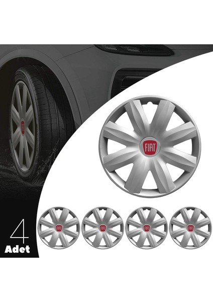 Fiat Croma 13 Inç Jant Kapağı Amblemli Gri 4'lü Set 115