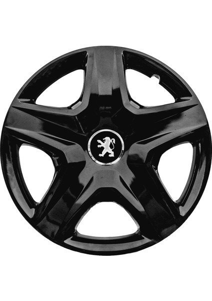 Peugeot 207 15 Inç Jant Kapağı Amblemli Piano Black 4'lü Set 202