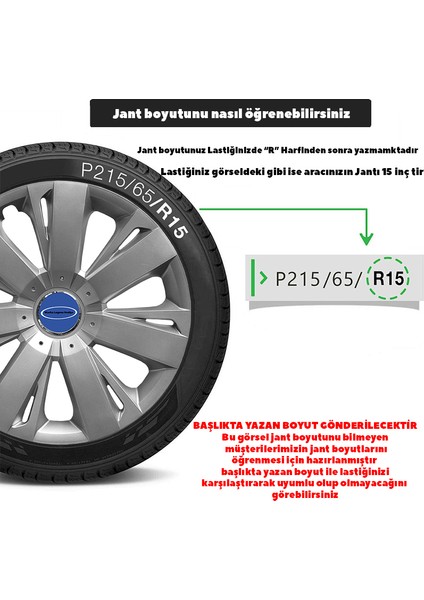 RandAuto Ford Connect 15 Inç Jant Kapağı Amblemli Gri 4'lü Set 114