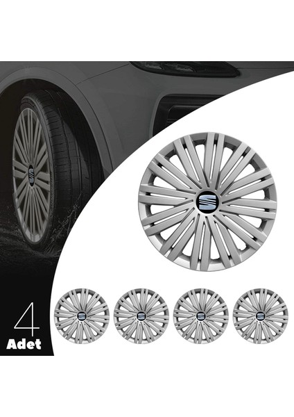 Seat Leon 14 Inç Jant Kapağı Amblemli Gri 4'lü Set 125