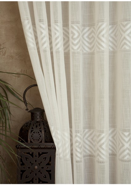 Vrc Desen Keten Tül Ekru 1-3 Sık Pile 150X260