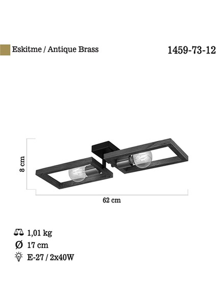 Era 2 Li Antik Lak/Siyah Plafonyer 2Xe27 modelleri