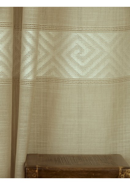 Vrc Desen Keten Tül Bej Rengi 1-2 Seyrek Pile 200X260