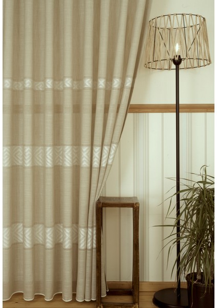 Vrc Desen Keten Tül Bej Rengi 1-2 Seyrek Pile 400X260
