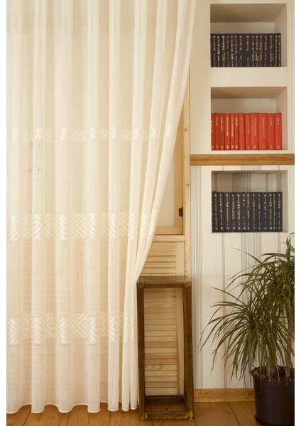 Vrc Desen Keten Tül Krem 1-2 Seyrek Pile 100X260