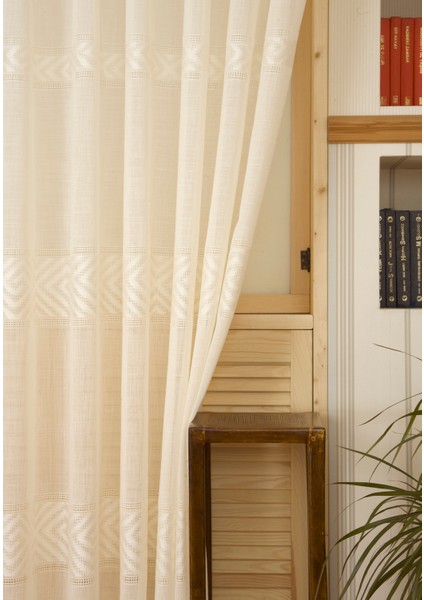 Vrc Desen Keten Tül Krem 1-2 Seyrek Pile 100X260