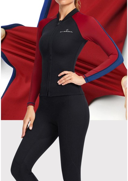 Yetişkin Wetsuit Uzun Kollu Dalış Takım Elbise Sörf Bodysuit Tulum Kadın Kırmızı Xxl(Yurt Dışından)