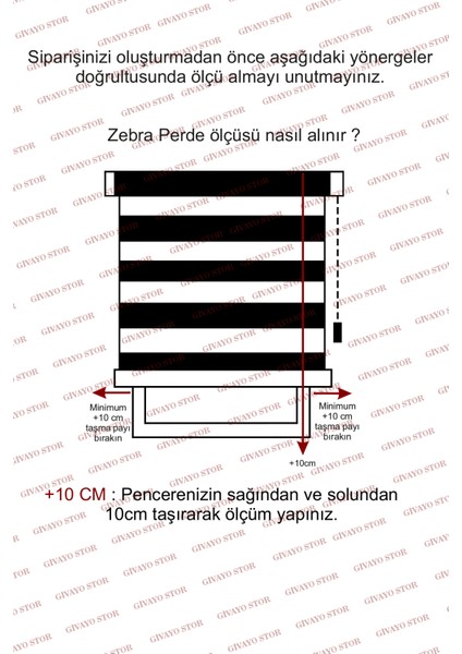 Givayo Stor Beyaz Geniş Pliseli Zebra Stor Perde