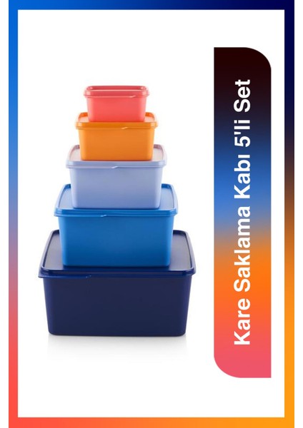 Kare Saklama Kabı 5'li Set
