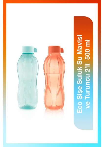 Eco Şişe Suluk Su Mavisi ve Turuncu 2'li 500 ml
