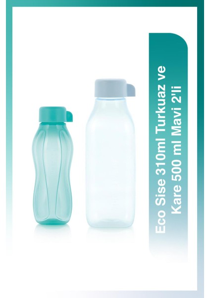 Eco Sise 310ml Turkuaz ve Kare 500 ml Mavi 2'li