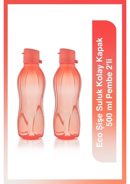 Eco Şişe Suluk Kolay Kapak 500 ml Pembe 2'li