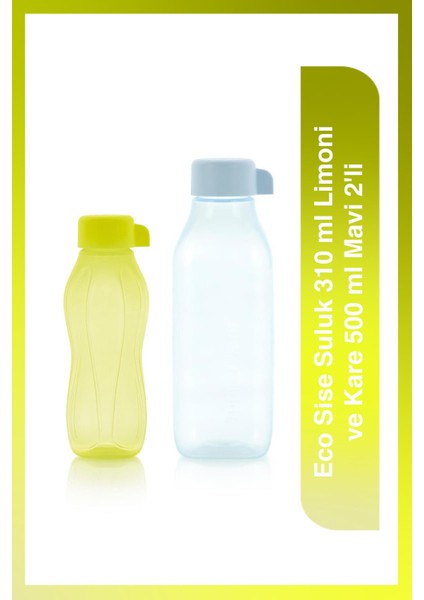 Eco Sise Suluk 310 ml Limoni ve Kare 500 ml Mavi 2'li