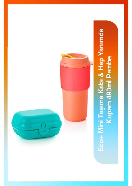 Eco+ Mini Taşıma Kabı & Hep Yanımda Kupam 490ml Pembe