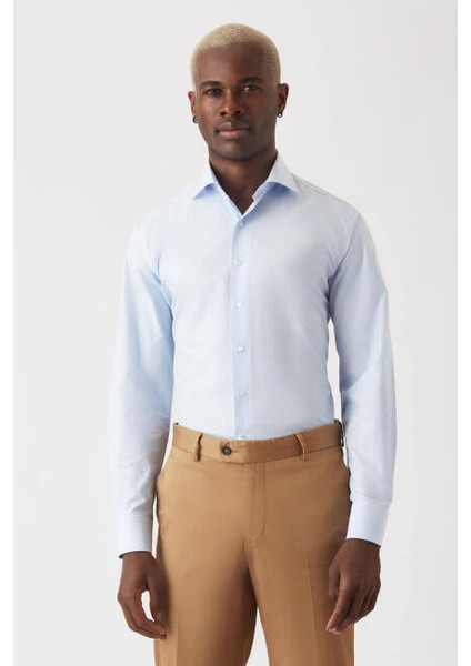 Erkek Regular Fit Uzun Kollu Klasik Gömlek MAVİ GM22K222037_C35
