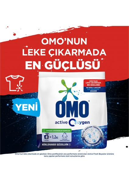 Active Oxygen Toz Çamaşır Deterjanı Beyazlar İçin En Zorlu Lekeleri İlk Yıkamada Çıkarır 1,2 KG