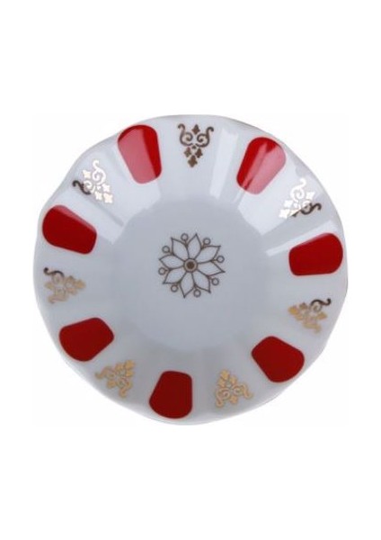 Çay Tabağı 6 lı Kırmızı Yaldızlı 127911