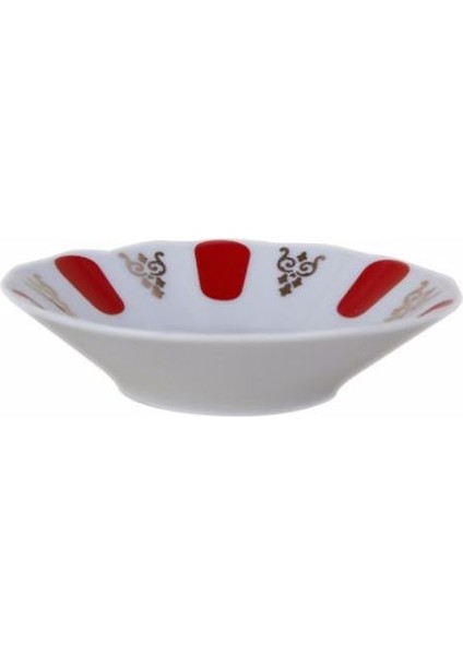 Çay Tabağı 6 lı Kırmızı Yaldızlı 127911
