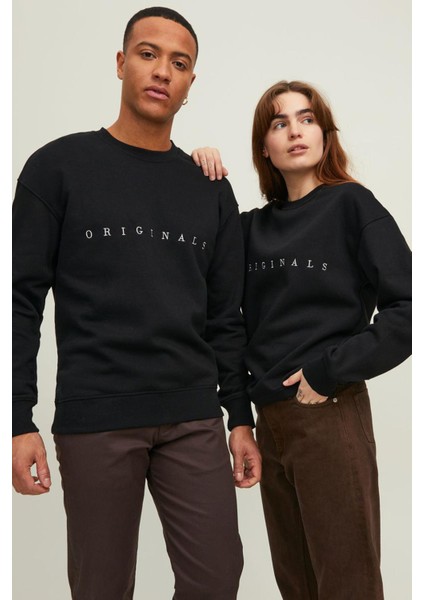 12204796_Jorcopenhagen BigSweat O Yaka Relaxed Baskılı Siyah Erkek Sweatshirt-12204796