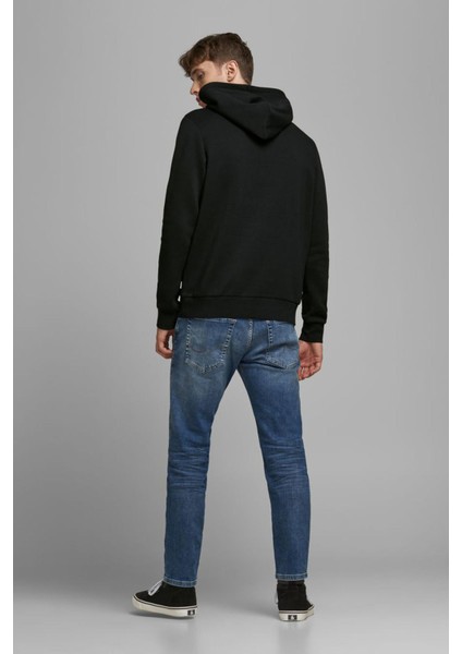 12152840 Jjecorp Logo Sweat Hood No Kapüşonlu Regular Fit Baskılı Siyah Erkek Sweatshir fiyatları